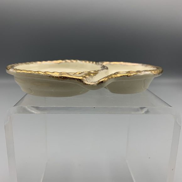 Vintage Souvenir of Columbus Ohio Coin Dish Ashtray Courting Couple Gold Gild - Picture 7 of 10